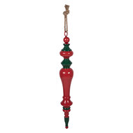 Clayre &amp; Eef | Decoratie hanger Kerst Rood Groen &oslash; 9x65 cm | 5Y1403