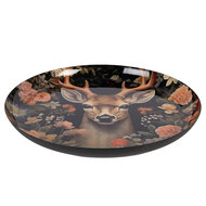 Clayre &amp; Eef | Decoratie Schaal Zwart Bruin &oslash; 28x3 cm | 66414