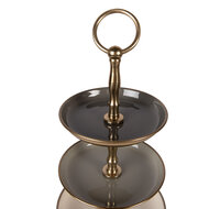 Clayre &amp; Eef | Etag&egrave;re 3 laags Beige Goudkleurig &oslash; 18x35 cm | 66426