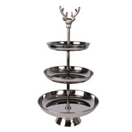 Clayre &amp; Eef | Etag&egrave;re 3 laags Zilverkleurig &oslash; 26x48 cm | 6AL0079