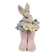 Clayre &amp; Eef | Decoratie Beeld Konijn Beige Roze 13x13x23 cm | 6PR5167