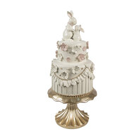 Clayre &amp; Eef | Decoratie taart Wit Roze Goudkleurig &oslash; 20x45 cm | 6PR5227