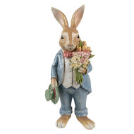 Clayre &amp; Eef | Decoratie Konijn Bruin Blauw 11x10x26 cm | 6PR5230