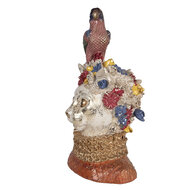 Clayre &amp; Eef | Decoratie buste Kat met vogel Wit Goudkleurig 24x21x40 cm | 6PR6040