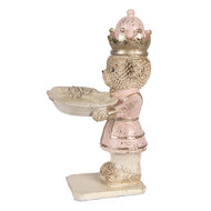 Clayre &amp; Eef | Decoratie Beer met schaal Beige Roze 14x13x24 cm | 6PR6047