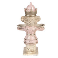 Clayre &amp; Eef | Decoratie Beer met schaal Beige Roze 14x13x24 cm | 6PR6047
