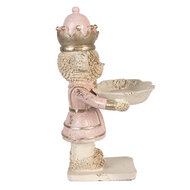 Clayre &amp; Eef | Decoratie Beer met schaal Beige Roze 14x13x24 cm | 6PR6047