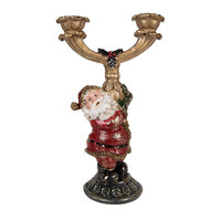 Clayre &amp; Eef | Kandelaar Kerstman Goudkleurig Rood 17x10x28 cm | 6PR6050
