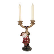 Clayre &amp; Eef | Kandelaar Kerstman Goudkleurig Rood 17x10x28 cm | 6PR6050