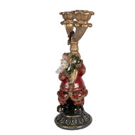 Clayre &amp; Eef | Kandelaar Kerstman Goudkleurig Rood 17x10x28 cm | 6PR6050