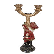 Clayre &amp; Eef | Kandelaar Kerstman Goudkleurig Rood 17x10x28 cm | 6PR6050