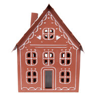 Clayre &amp; Eef | Decoratie Huis met LED Bruin Wit 27x19x32 cm / 3x AAA | 6Y5977