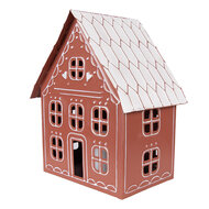Clayre &amp; Eef | Decoratie Huis met LED Bruin Wit 27x19x32 cm / 3x AAA | 6Y5977