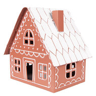 Clayre &amp; Eef | Decoratie Huis met LED Bruin Wit 23x18x23 cm / 3x AAA | 6Y5978