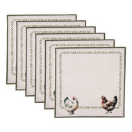 Clayre &amp; Eef | Servetten Katoen Set van 6 Beige Bruin 40x40 cm | BYC43