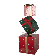 Clayre &amp; Eef | Decoratie van opgestapelde Cadeautjes Rood Groen 36x36x90 cm | 5Y1400