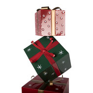 Clayre &amp; Eef | Decoratie van opgestapelde Cadeautjes Rood Groen 36x36x90 cm | 5Y1400