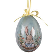 Clayre &amp; Eef | Decoratie Hanger Ei (set 6) Meerkleurig &oslash; 7x10 cm | 66458