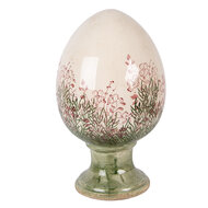 Clayre &amp; Eef | Decoratie Ei op voet Beige Groen &oslash; 17x28 cm | 6CE2397XL