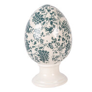 Clayre &amp; Eef | Decoratie Ei op voet Beige Groen &oslash; 15x24 cm | 6CE2405L