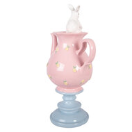 Clayre &amp; Eef | Decoratie theepot met konijnen Roze Wit 22x14x35 cm | 6PR5940