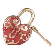 Clayre &amp; Eef | Decoratie Hart met sleutel Rood goudkleurig 22x9x30 cm | 6PR5955