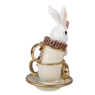 Clayre &amp; Eef | Decoratie Konijn Wit Beige 8x8x14 cm | 6PR5971