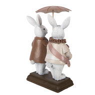 Clayre &amp; Eef | Decoratie Konijnen met paraplu Wit Bruin 13x6x16 cm | 6PR5972