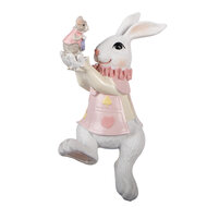 Clayre &amp; Eef | Decoratie zittend Konijn Wit Roze 9x9x14 cm | 6PR5975