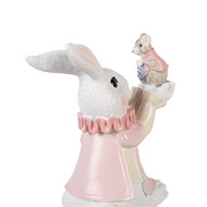 Clayre &amp; Eef | Decoratie zittend Konijn Wit Roze 9x9x14 cm | 6PR5975