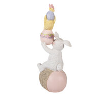 Clayre &amp; Eef | Decoratie Konijn op ei Wit Roze 8x6x19 cm | 6PR5978