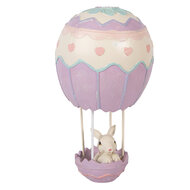 Clayre &amp; Eef | Decoratie Konijn in luchtballon Beige Paars &oslash; 12x20 cm | 6PR5982