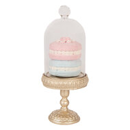 Clayre &amp; Eef | Glazen Stolp met decoratie Goudkleurig Roze &oslash; 7x17 cm | 6PR6009