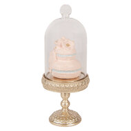 Clayre &amp; Eef | Glazen Stolp met decoratie Goudkleurig Roze &oslash; 7x17 cm | 6PR6011