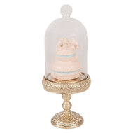 Clayre &amp; Eef | Glazen Stolp met decoratie Goudkleurig Roze &oslash; 7x17 cm | 6PR6011