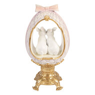 Clayre &amp; Eef | Decoratie ei met konijnen Wit Goudkleurig 17x12x31 cm | 6PR6101