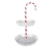 Clayre &amp; Eef | Etag&egrave;re zuurstok 2 laags Wit Rood &oslash; 29x47 cm | 6Y5981