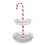 Clayre &amp; Eef | Etag&egrave;re zuurstok 2 laags Wit Rood &oslash; 29x47 cm | 6Y5981