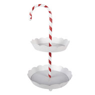 Clayre &amp; Eef | Etag&egrave;re zuurstok 2 laags Wit Rood &oslash; 29x47 cm | 6Y5981