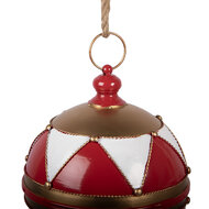 Clayre &amp; Eef | Decoratie Kerstbal Rood Wit &oslash; 31x36 cm | 6Y5986