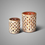 Brynxz Waxinelichthouders Set van 2 &ndash; Vlechtwerk Look Hurricane Jewel D.12-9 H.15-11