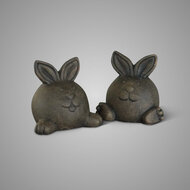 Brynxz Set van 2 Funny Rabbits - Majestic Brown - Decoratie Beeldjes Konijn - 12x13 cm