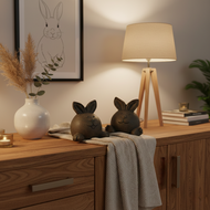 Brynxz Set van 2 Funny Rabbits - Majestic Brown - Decoratie Beeldjes Konijn - 12x13 cm