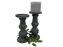 Brynxz Grandeur Vintage Kandelaar - Grijs steenlook -  Maat M Hoogte 27 cm - Candleholder
