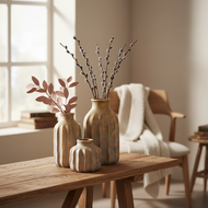 Brynxz Set van 3 vazen Relief Jewel - Brons/Goud - H32/26/14 - aardewerk