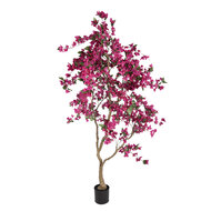 Clayre &amp; Eef | Decoratie Bougainvillea boom Roze Groen 125x125x210 cm | 5PL0221