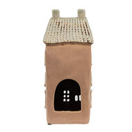 Clayre &amp; Eef | Theelichthouder Kerst Huisje Bruin Beige 12x9x28 cm | 6CE1895