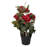 Clayre &amp; Eef | Kunstplant Rozen Rood Groen 20x20x55 cm | 6PL0413R