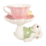 Clayre &amp; Eef | Decoratie Konijn Wit Roze 20x14x17 cm | 6PR5937