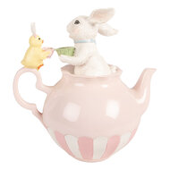 Clayre &amp; Eef | Decoratie Konijn Wit Roze 20x14x20 cm | 6PR5938